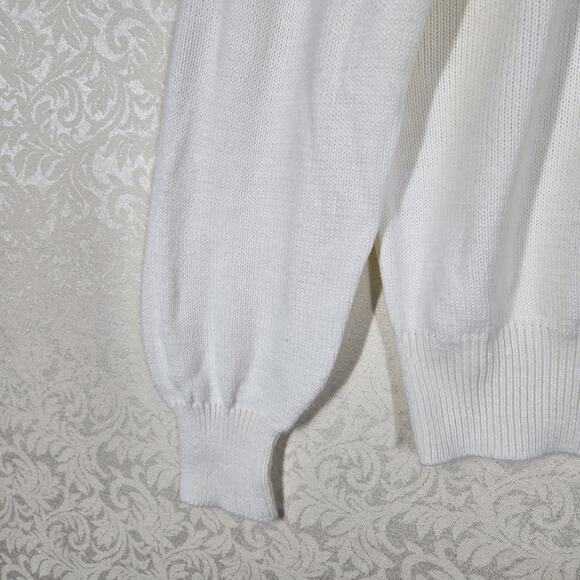 VTG Beaded TanJay Sweater sz L Ivory Off White Pearls Sequins - Picture 6 of 14